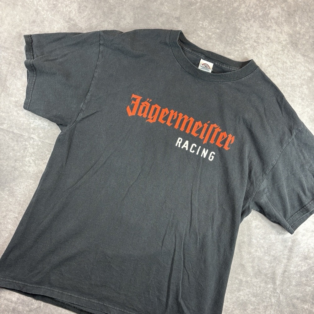 Jagermeister Racing T-Shirt Men's L Black Vintage USA Delta Pro Weight Y2K